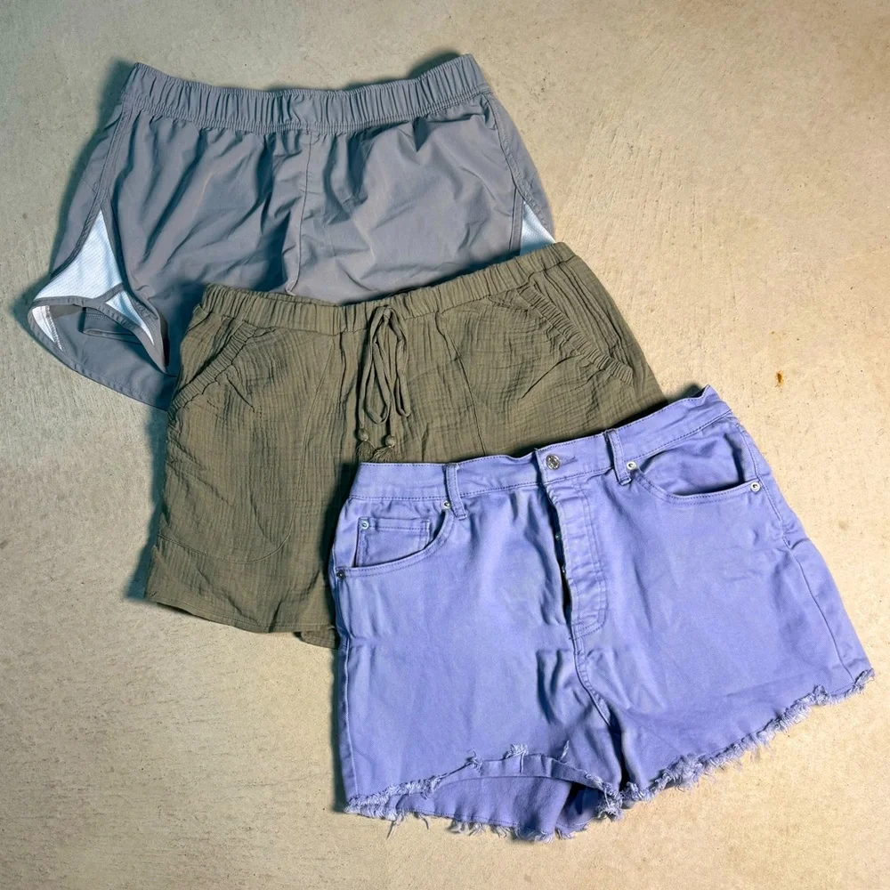 Set of 3 Pairs Shorts Jessica Simpson Ultra Flirt Purple Gray Green Large L 31 - Picture 1 of 9